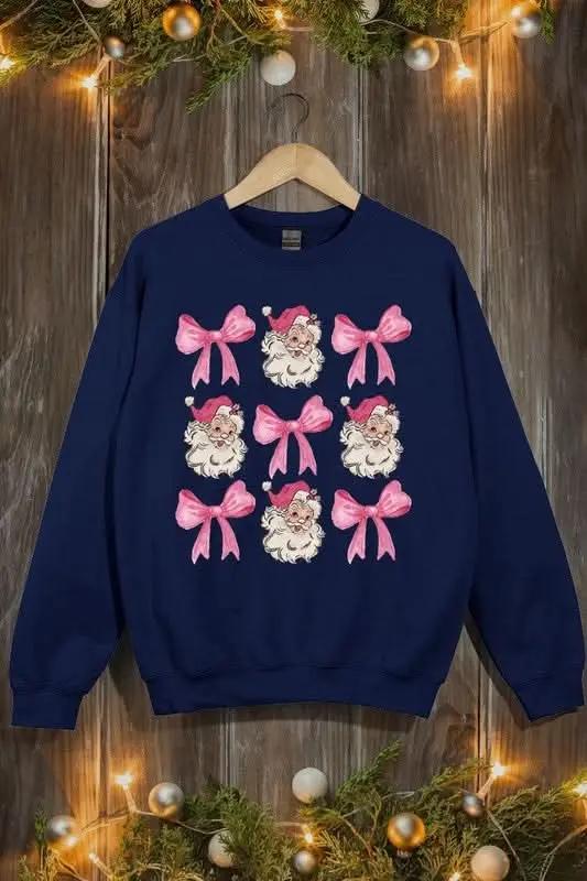 Coquette Pink Christmas Graphic Fleece Sweatshirts - Love Salve